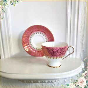 Royal Grafton Pink and Gold Footed Teacup and Saucer Vintage find England